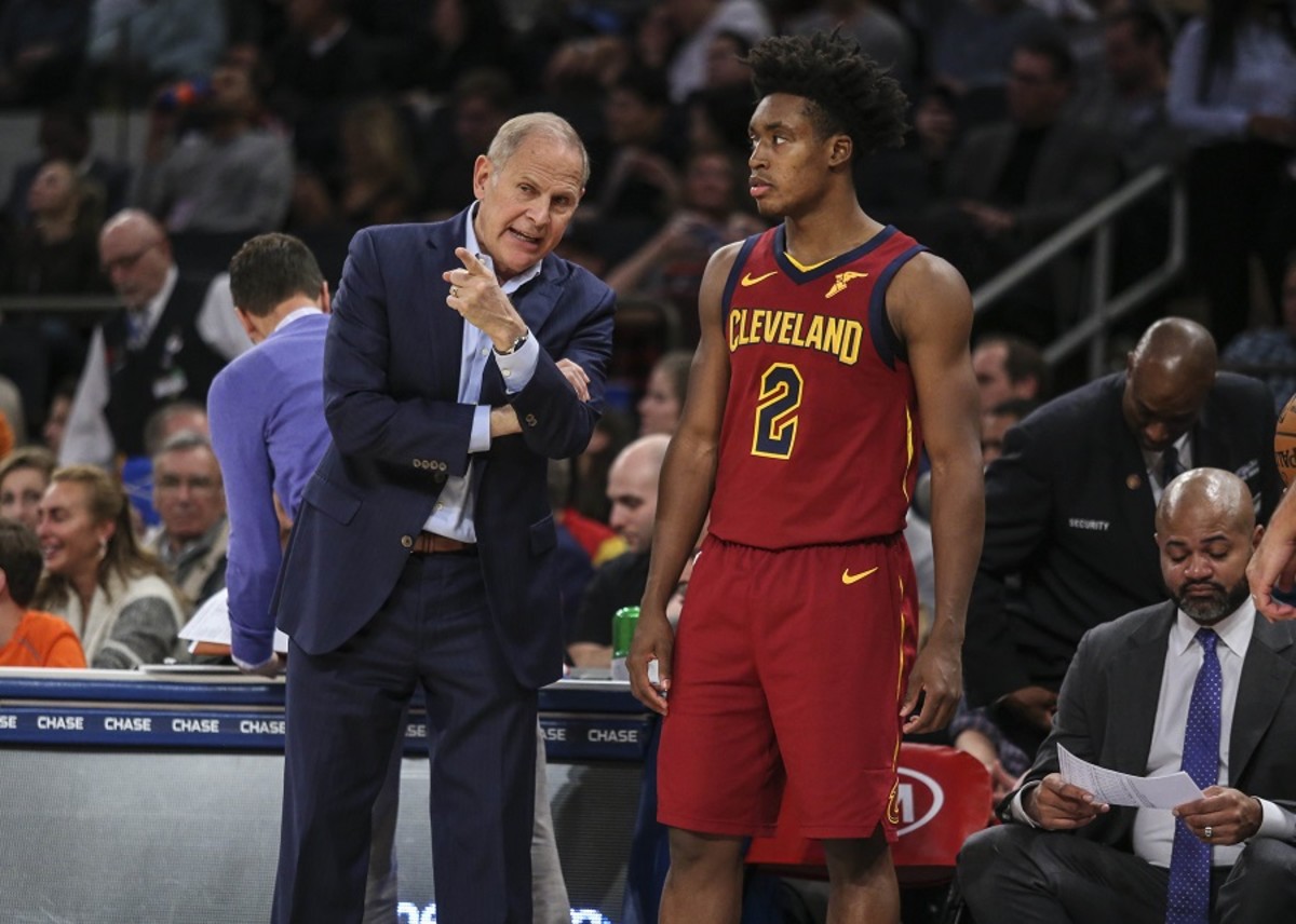 Coach John Beilein, left, and second-year guard Collin Sexton had the Cavaliers surprising early.