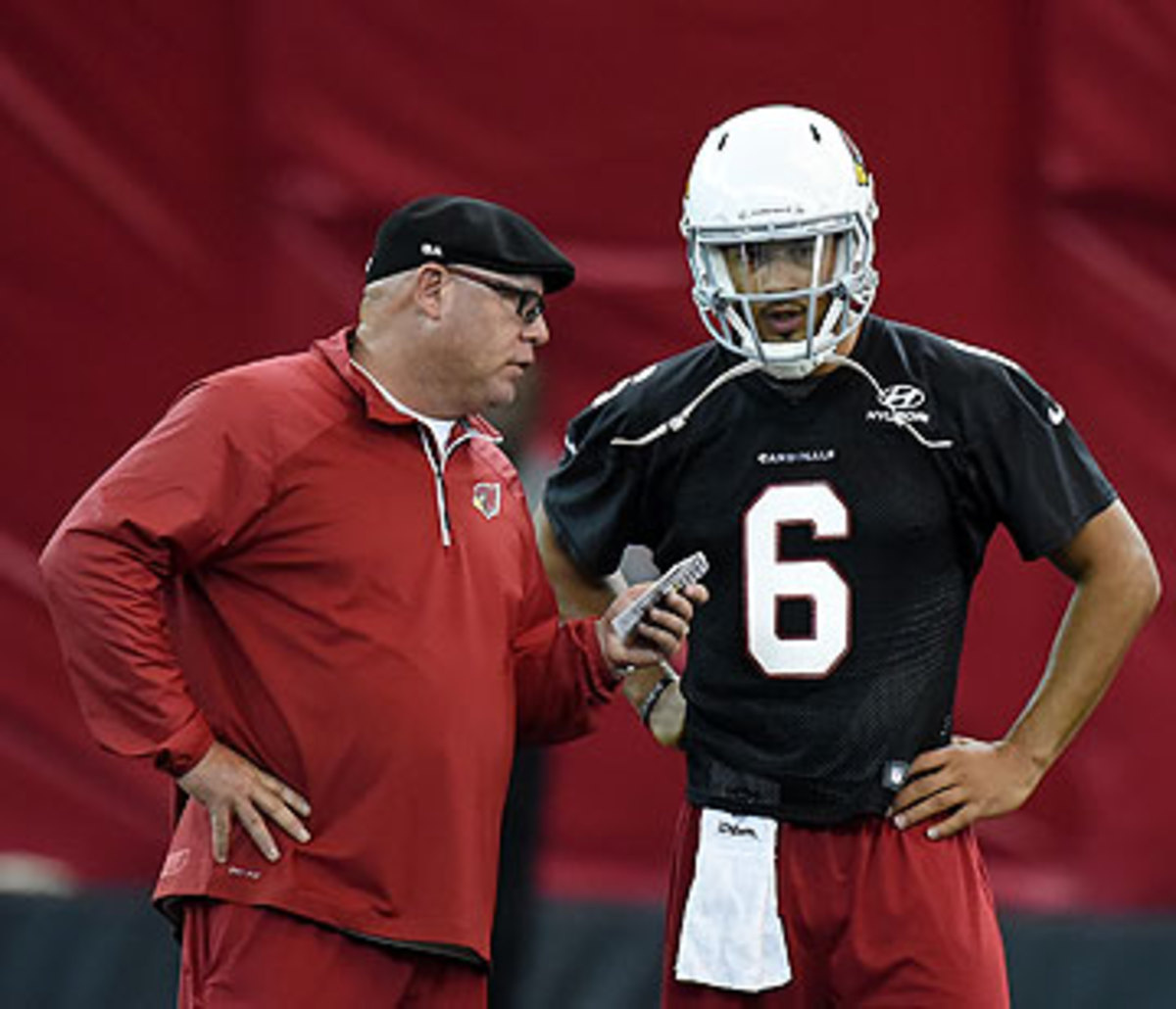 On-field time with developing rookies like Logan Thomas is precious for Bruce Arians and other coaches. (Norm Hall/Getty Images)