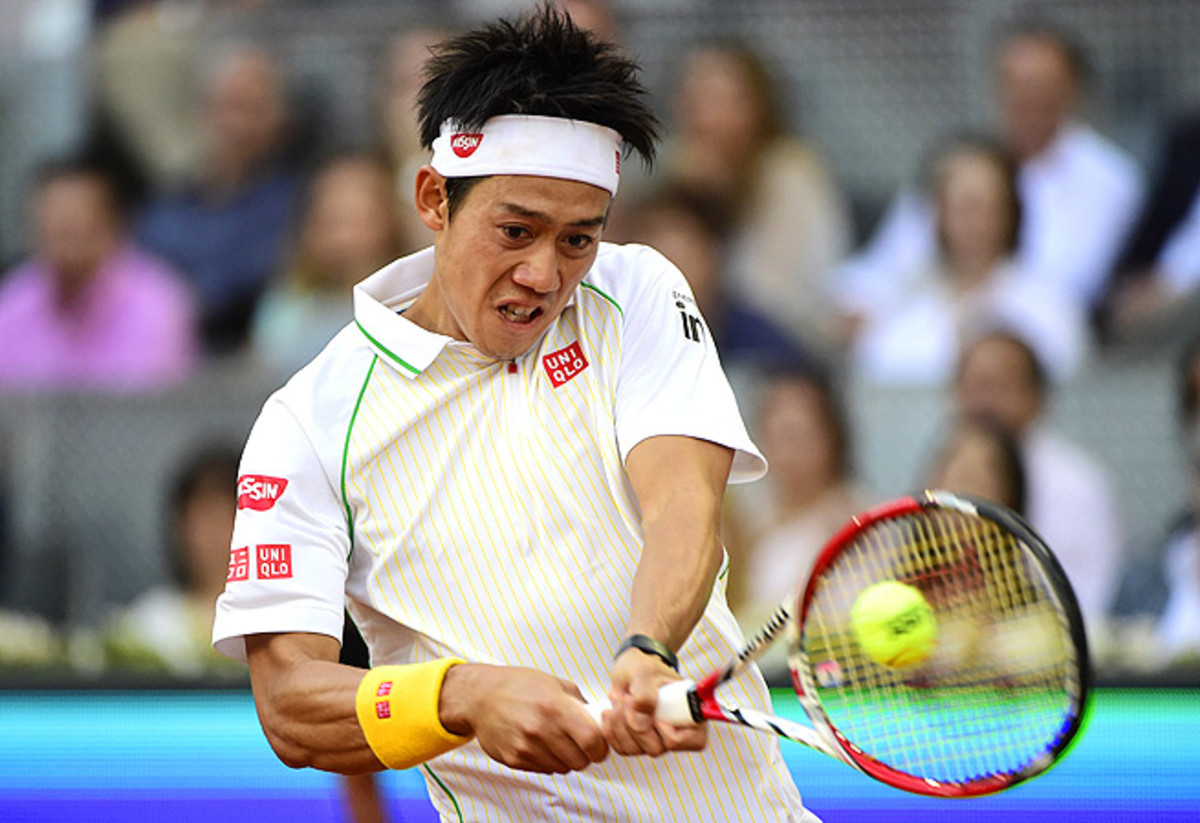 Kei Nishikori took the first set against Rafael Nadal in the Madrid Open final, but retired with injury.