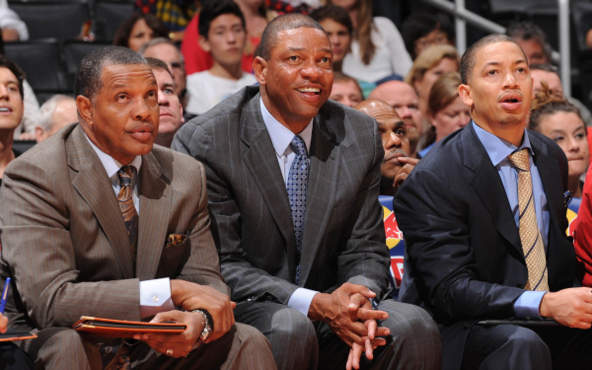 Alvin Gentry (right) and Tyronn Lue (left) are both currently assistants to Doc Rivers (center). (Evan Gole/National Basketball/Getty Images)