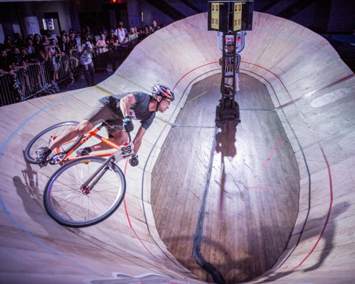 Austin Horse finds yet another turn on the tight track at Red Bull Mini Drome in Brooklyn, NY.