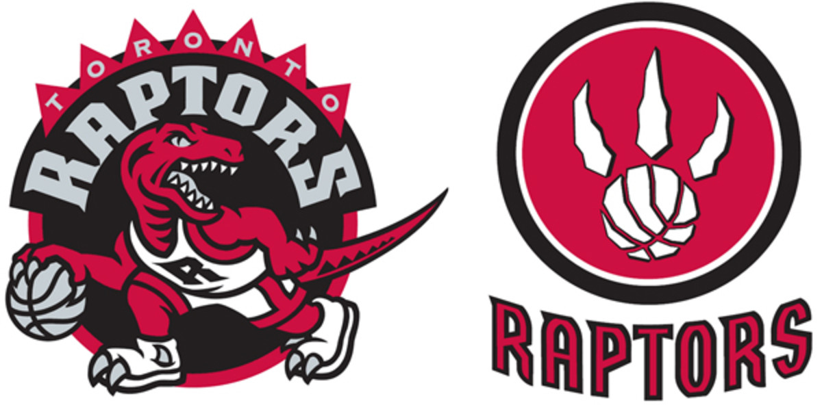 The Raptors' current primary logo (left) and alternate logo (right). 
