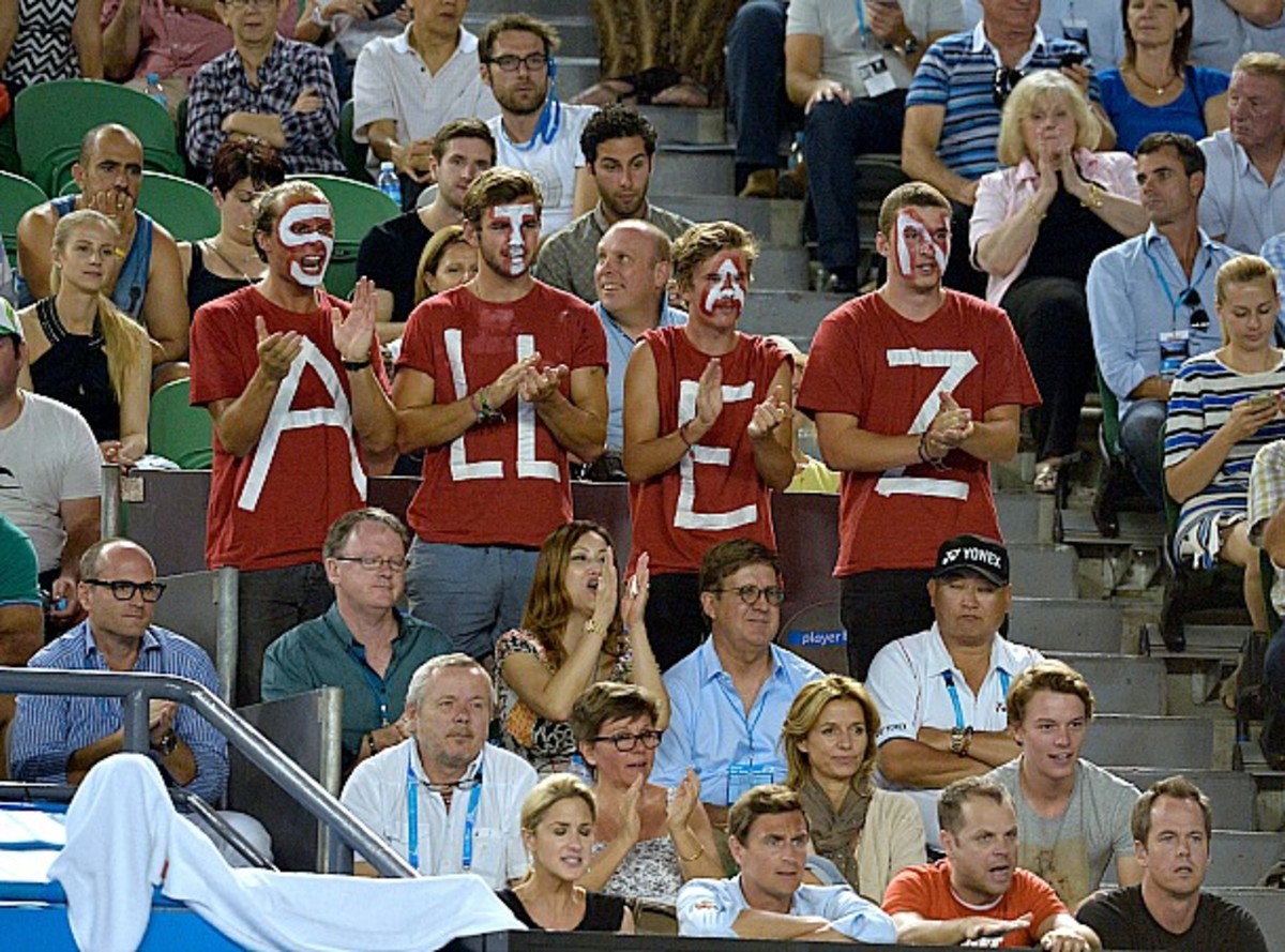 Swiss fans back their man. (Paul Crock/AFP/Getty Images)