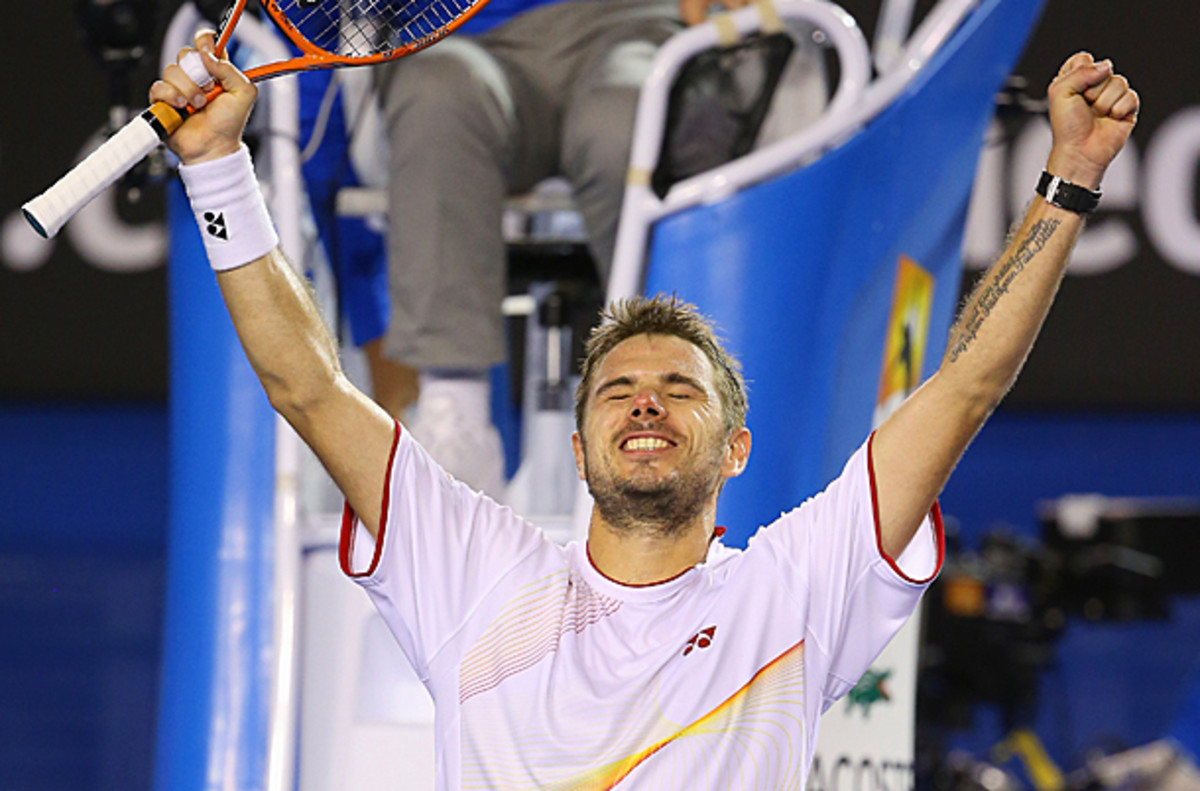 Stanislas Wawrinka will play either Roger Federer or Rafael Nadal in the finals of the Australian Open. (Scott Barbour/Getty Images)