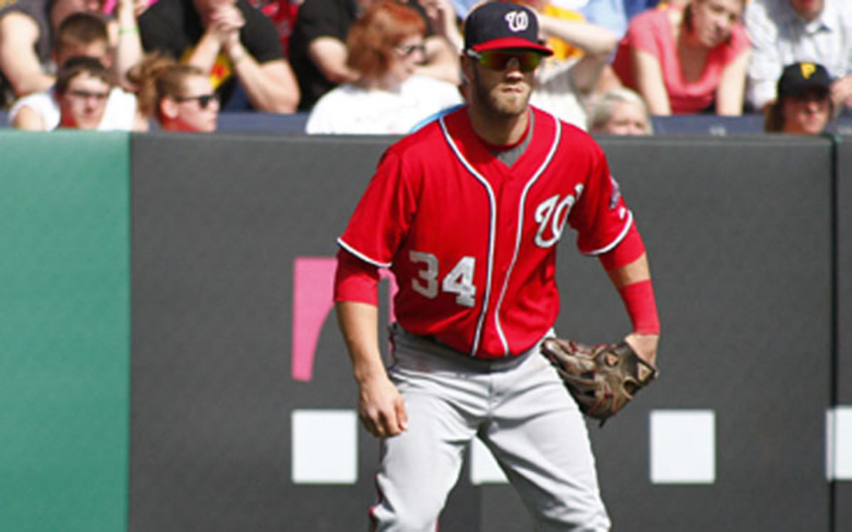 Nationals outfielder Bryce Harper might miss the weekend series against the Braves. (Justin K. Aller/Getty Images Sport)