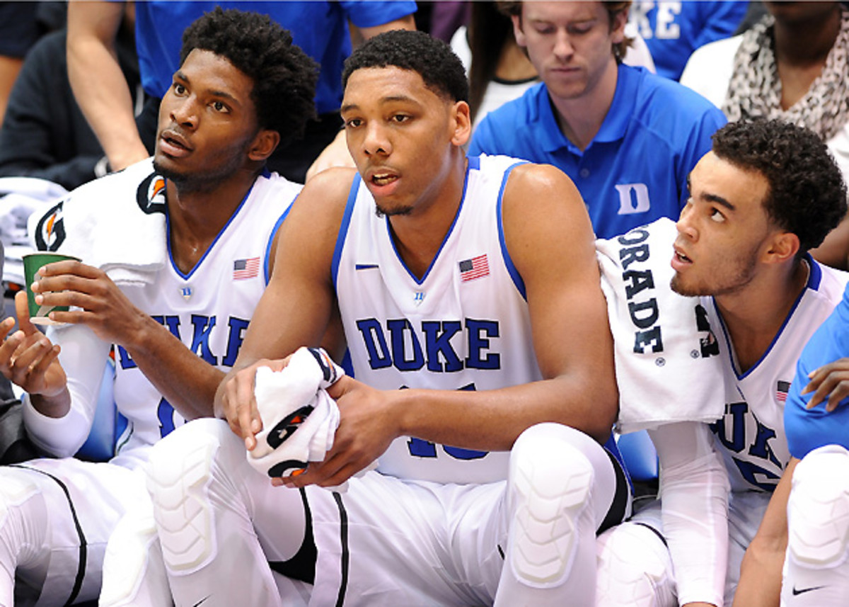 Freshmen Justise Winslow, Jahlil Okafor and Tyus Jones (left to right) make up Duke's latest stellar recruiting class.
