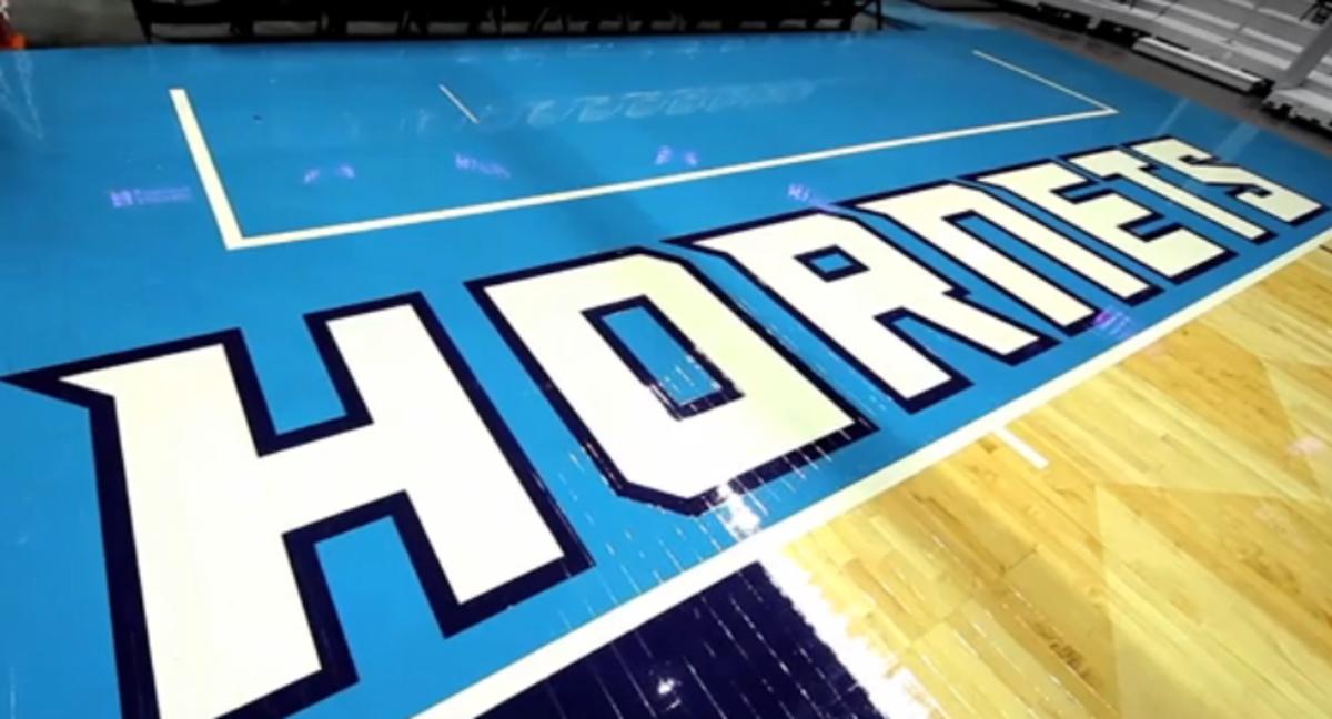 Hornets Name on Court