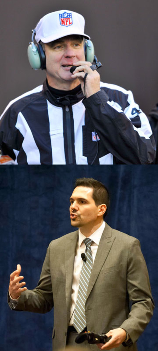 On replays, refs such as Jeff Triplette will be connected to NFL VP of officiating Dean Blandino in the league office. (David Richard/Icon SMI; Casey Sapio-USA TODAY Sports)