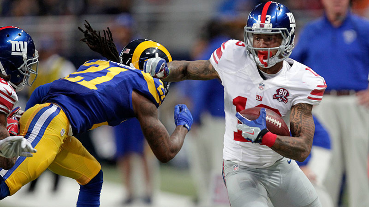 Odell Beckham has 79 catches, 1,120 yards and 11 touchdowns in 12 games played as a rookie. (Tom Gannan/AP)