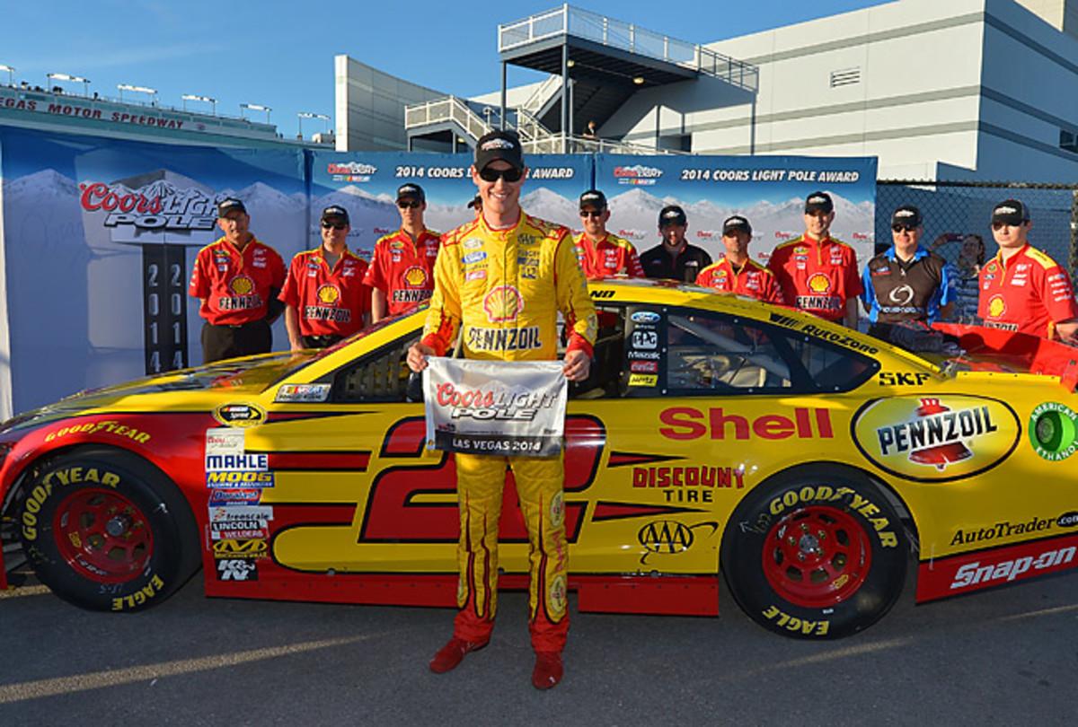 Logano will start Sunday's race on the front row next to Penske Ford teammate Brad Keselowski.