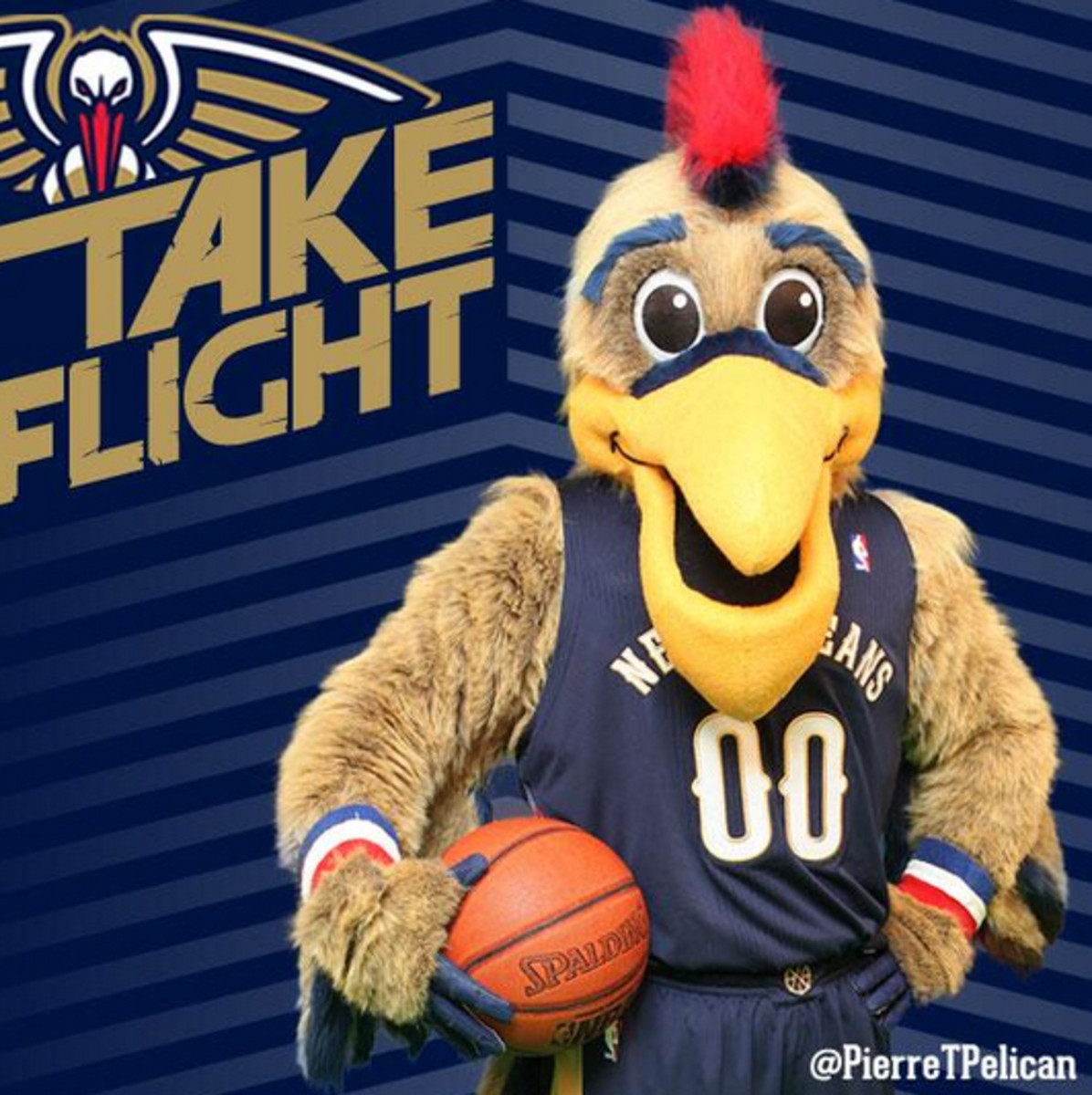 The New Orleans Pelicans' new "Pierre" mascot. (@PelicansNBA)