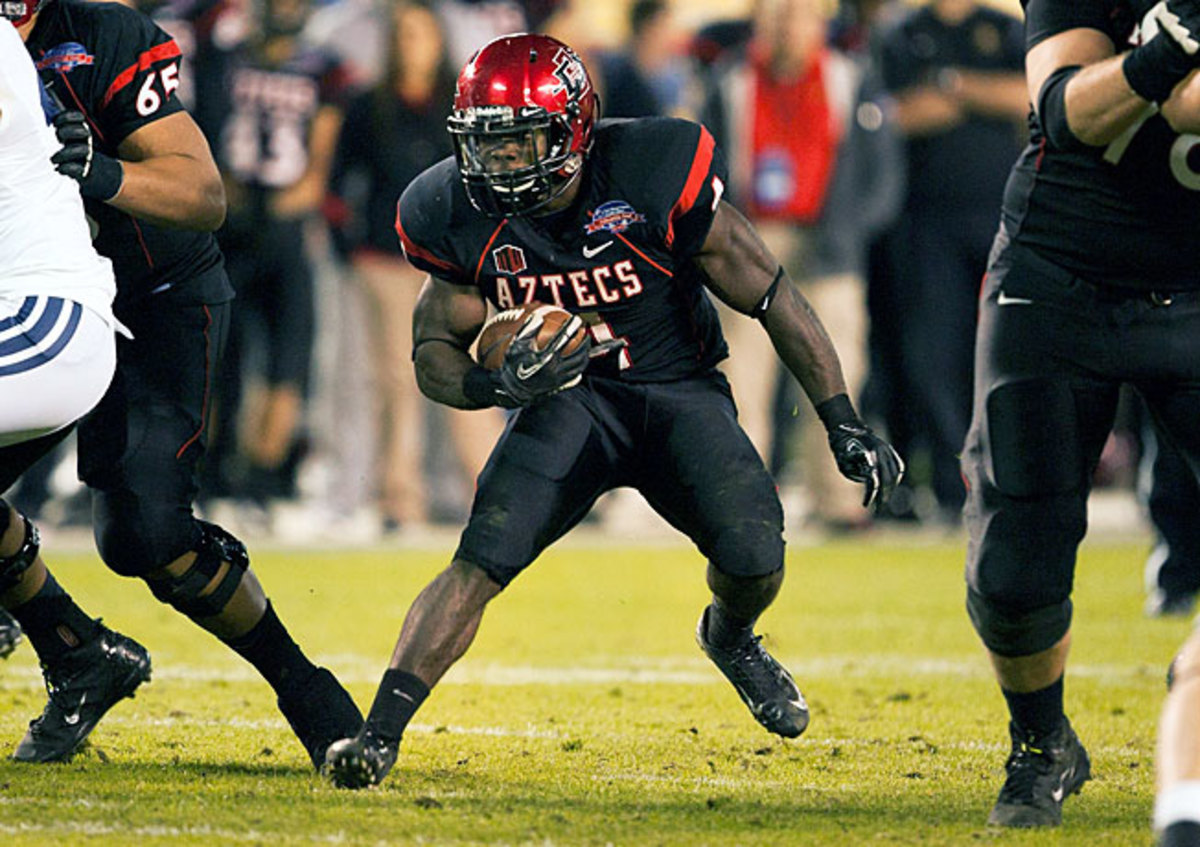 Adam Muema rushed for 2,955 yards in his three-year San Diego State career, fourth in program history.