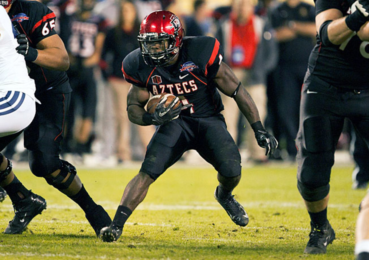 Adam Muema rushed for 2,955 yards in his three-year San Diego State career, fourth in program history.