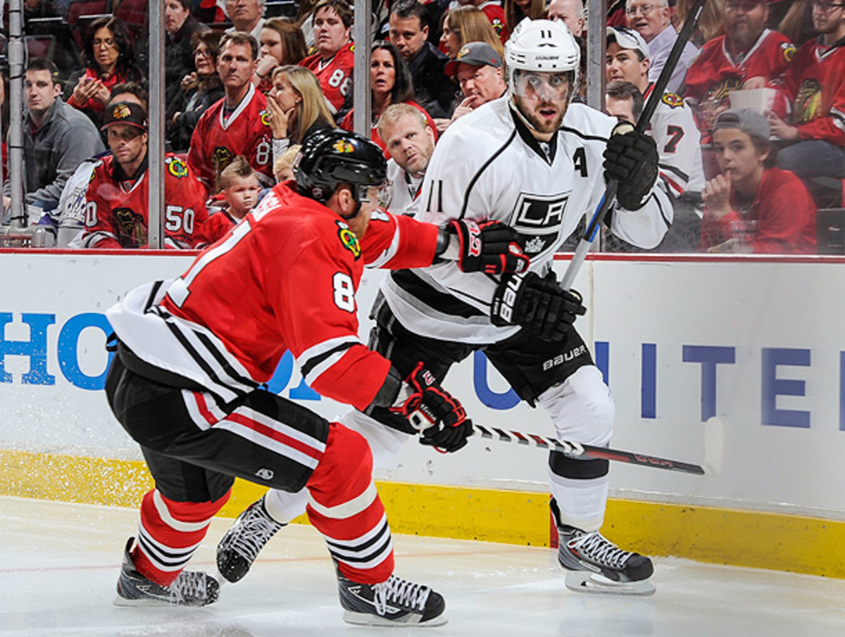 Anze Kopitar (right) needs to be on top of his game if the Kings want to take Game 7. (Bill Smith/Getty Images)