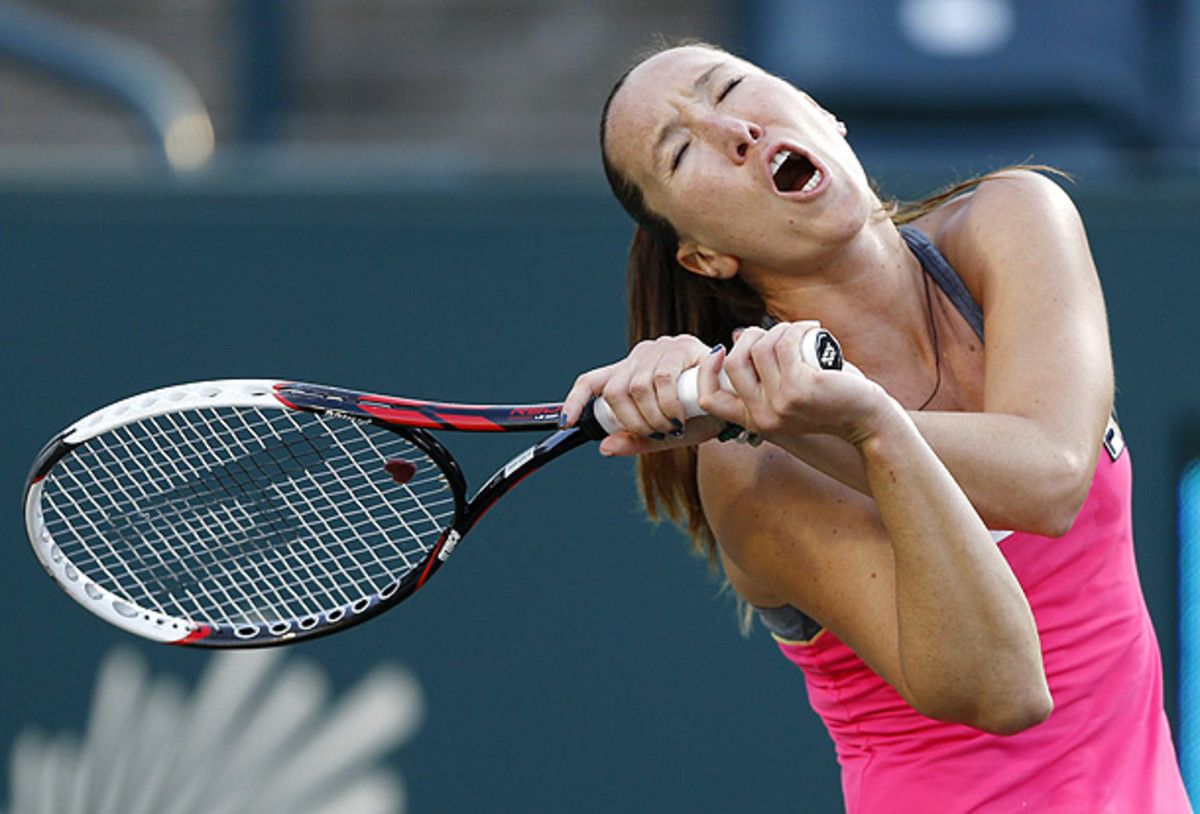 Jelena Jankovic is crestfallen after missing a point against Ajla Tomljanovic in Charleston. (Mic Smith/AP)