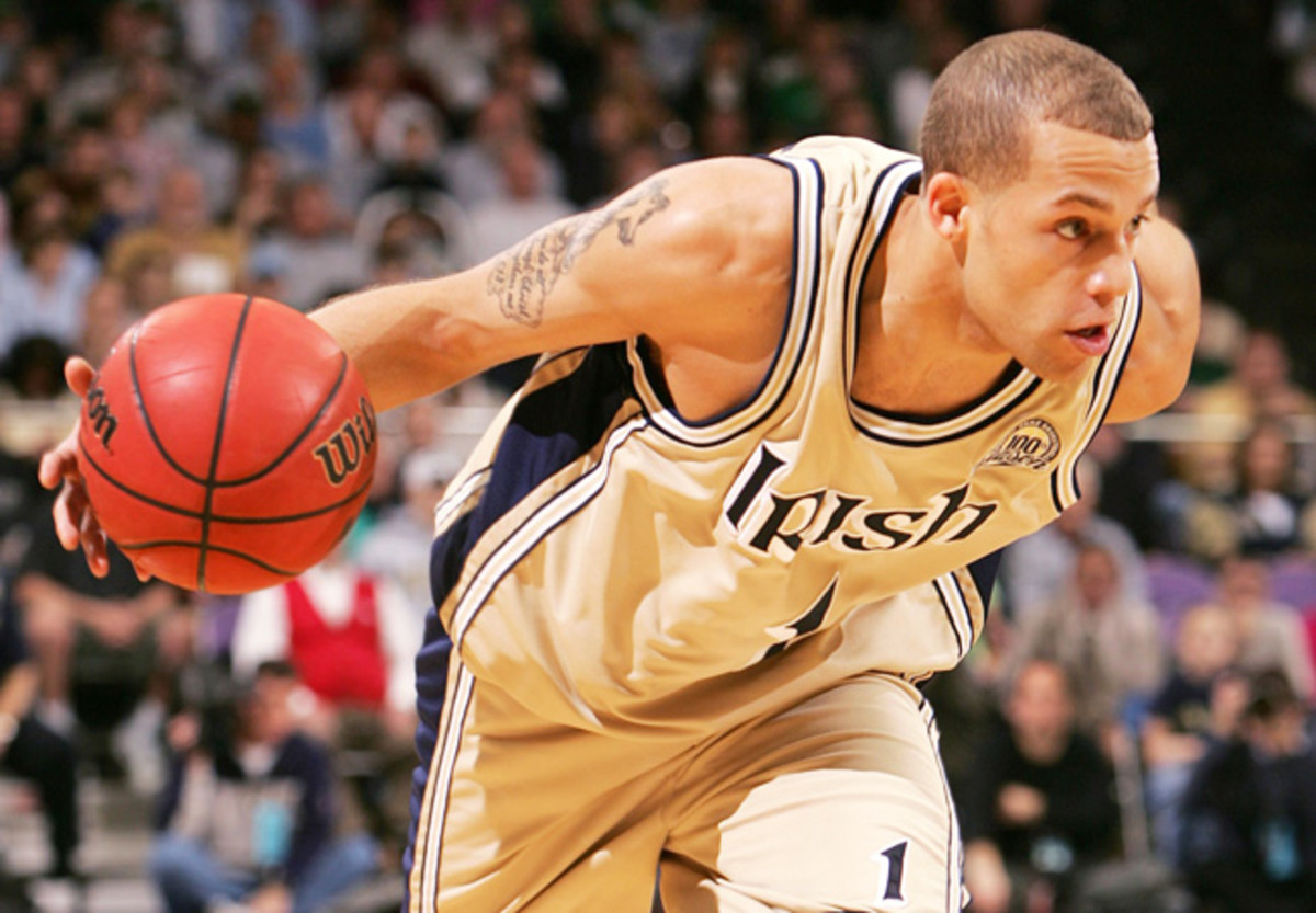 Chris Thomas leads the Notre Dame alumni into the fray. (Jonathan Daniel/Getty)