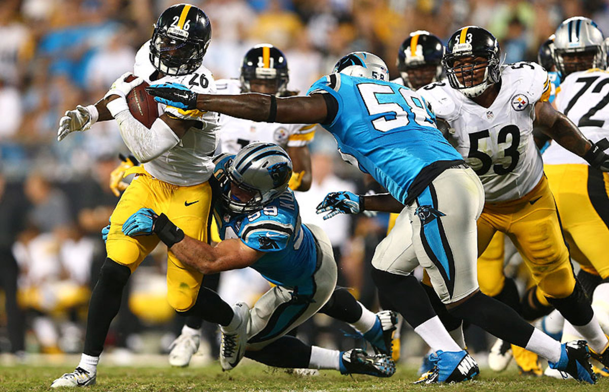 Le'Veon Bell ran through the Panthers defense Sunday night, including an 81-yarder that was the longest by a Pittsburgh back in 44 years. (Streeter Lecka/Getty Images)