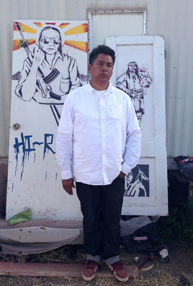 Artist Douglas Miles on the San Carlos Apache reservation in Arizona. (Jenny Vrentas)