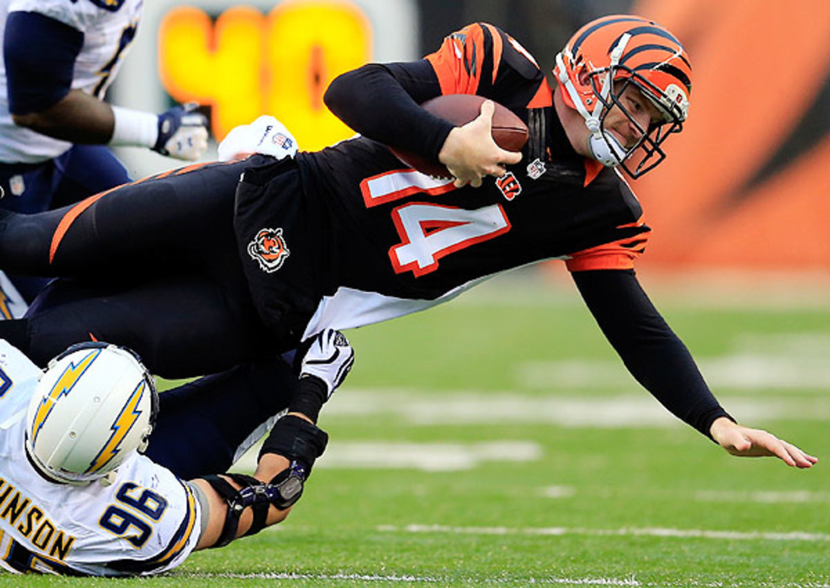 Andy Dalton turned the ball over three times in the Bengals' 27-10 loss to the Chargers. 