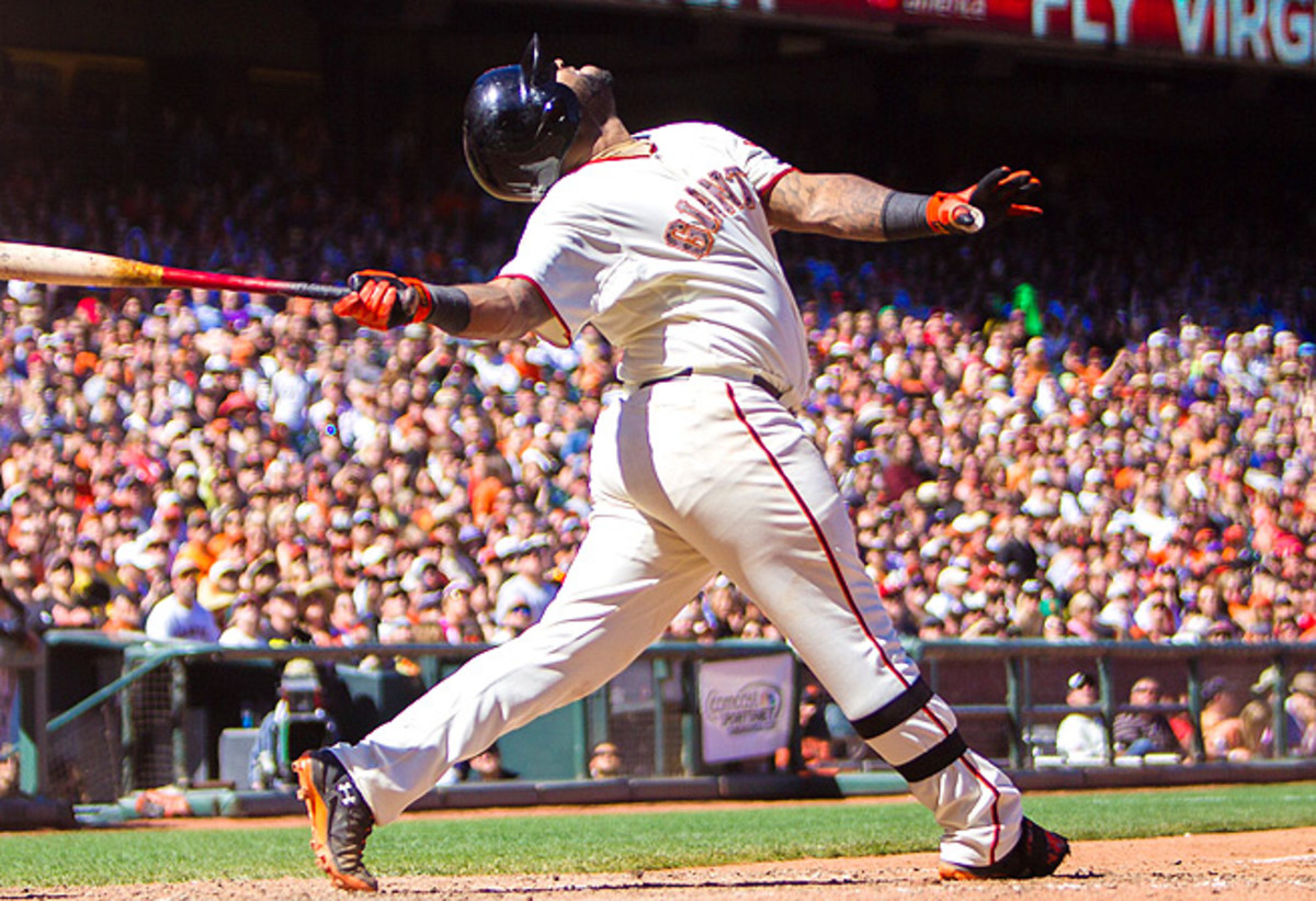 Pablo Sandoval extended his hitting streak to nine games against the Cardinals on Thursday.