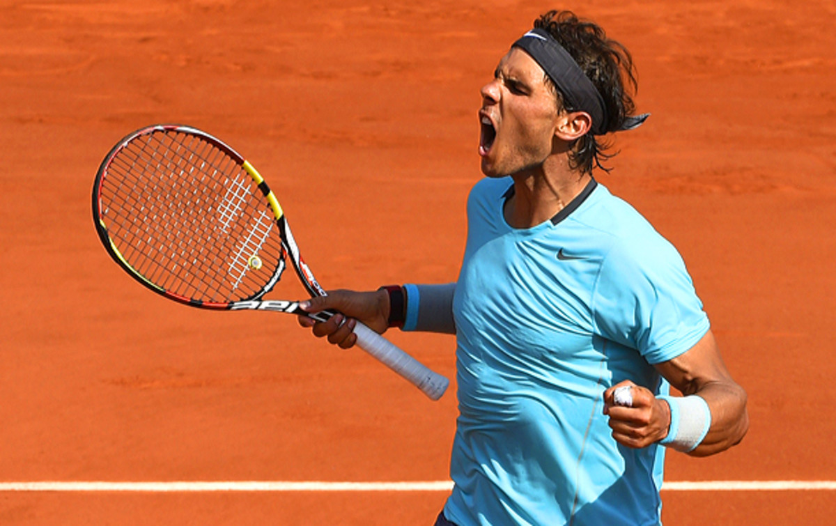 Rafael Nadal celebrates winning the second set. (PASCAL GUYOT/AFP/Getty Images)