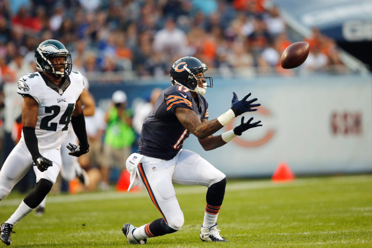 Alshon Jeffery (above) has been the No. 2 behind Brandon Marshall, but that may change this year. (Charles Rex Arbogast/AP)