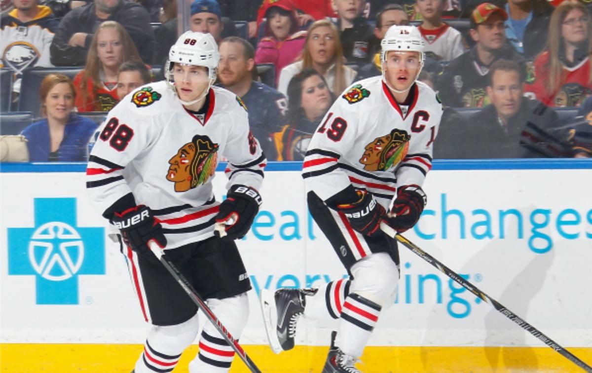 Patrick Kane and Jonathan Toews missed the seasons last 12, and 6 games, respectively. (Bill Wippert/NHL/Getty Images)
