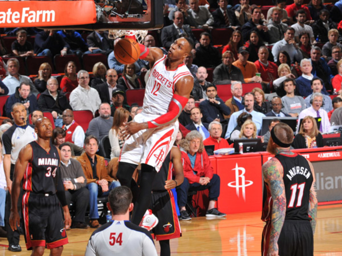 Dwight Howard finished with 22 points and 16 rebounds in Houston's win over Miami. (Jesse D. Garrabrant/NBAE via Getty Images)