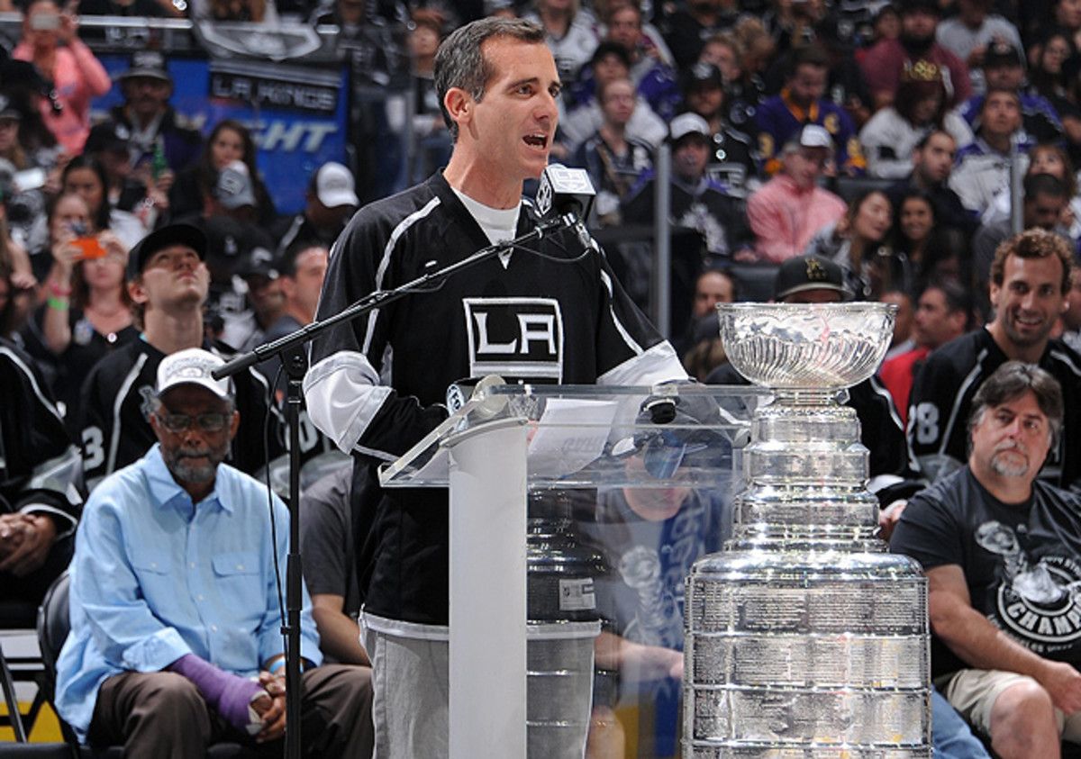 Los Angeles mayor Eric Garcetti had no trouble expressing his true feelings about the Kings' Cup win.