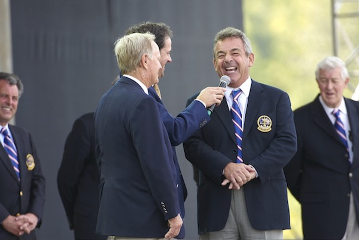 Former Team Europe captain Tony Jacklin with former USA captain Jack Nicklaus during Opening Ceremony on Thursday at Valhalla GC.
Louisville, KY 9/18/2008
