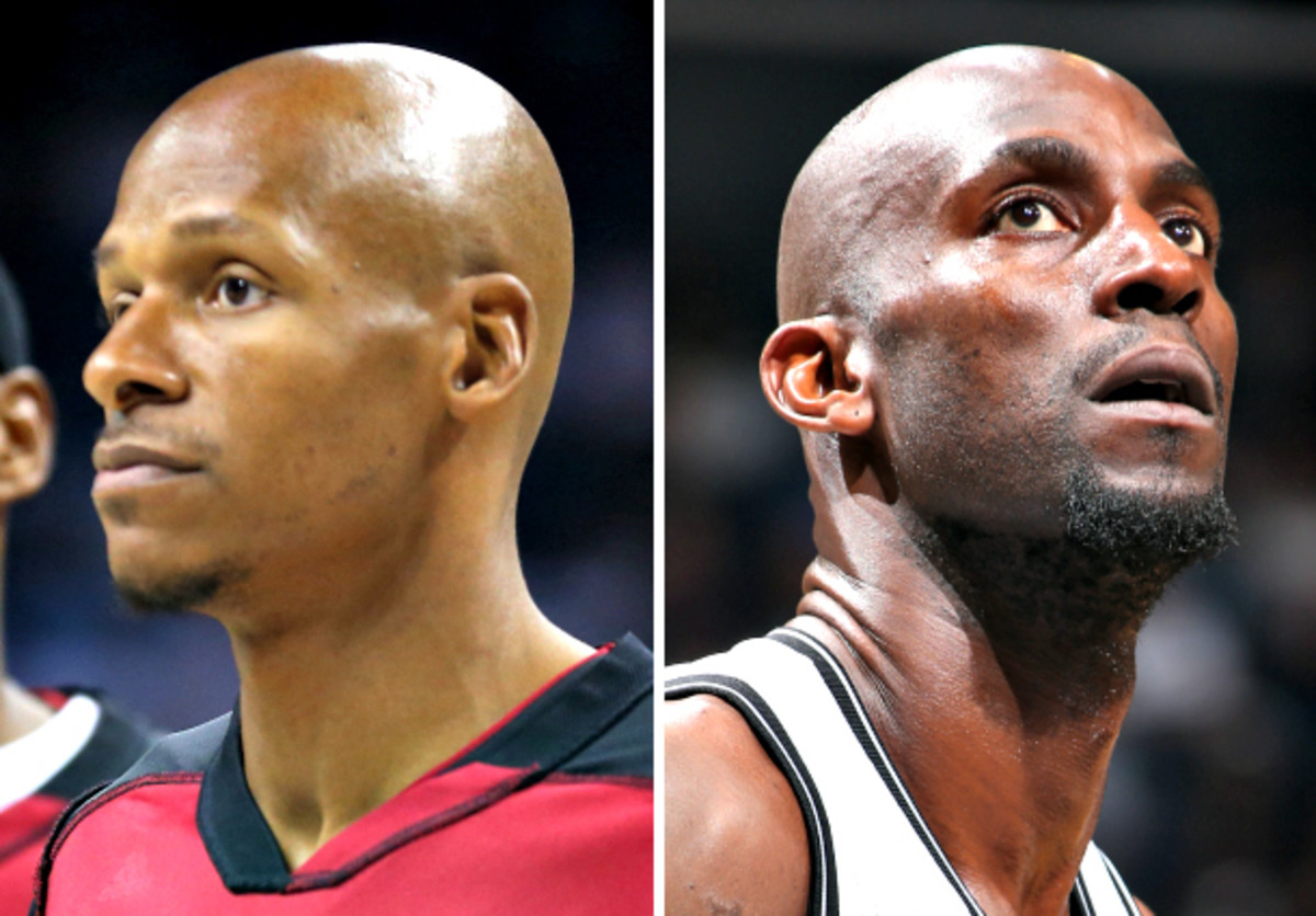 Former Celtic teammates Ray Allen and Kevin Garnett are no longer on speaking terms. (Streeter Lecka and Nathaniel S. Butler/Getty Images)