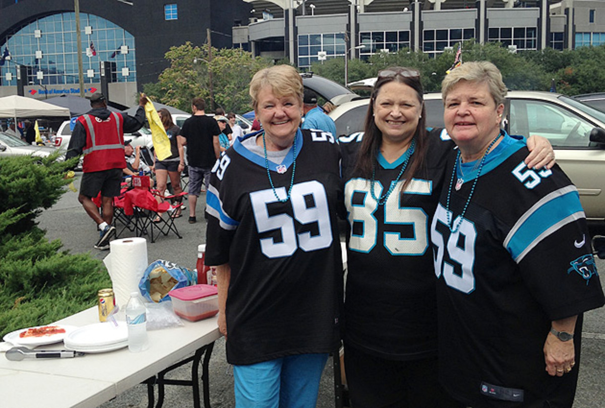 A lifelong Panthers fan, Margaret Gobble (center) felt mixed emotions about Greg Hardy's deactivation.