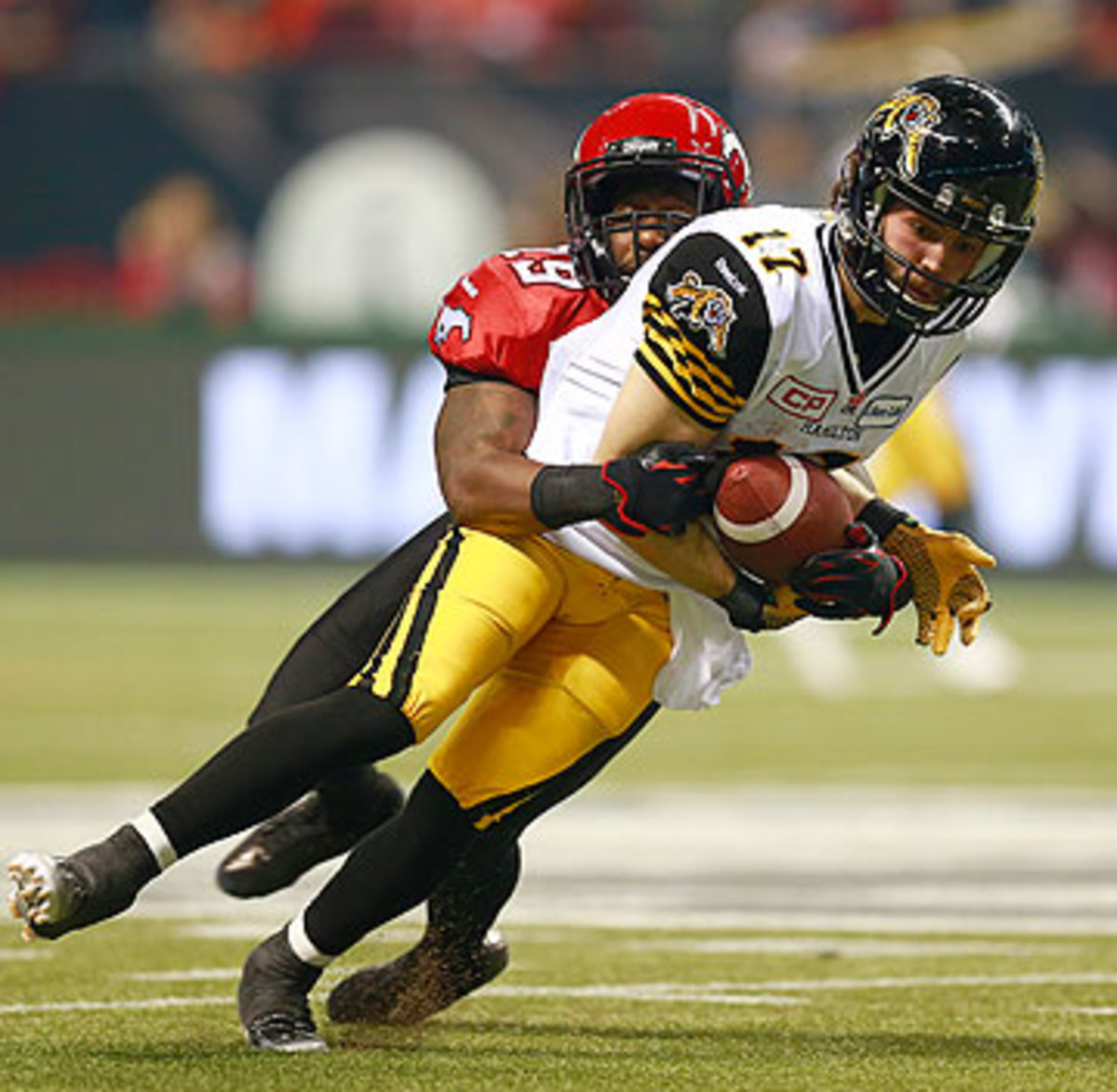 Hamilton wideout Luke Tasker had six catches for 60 yards in his first Grey Cup. (Jeff Vinnick/Getty Images)