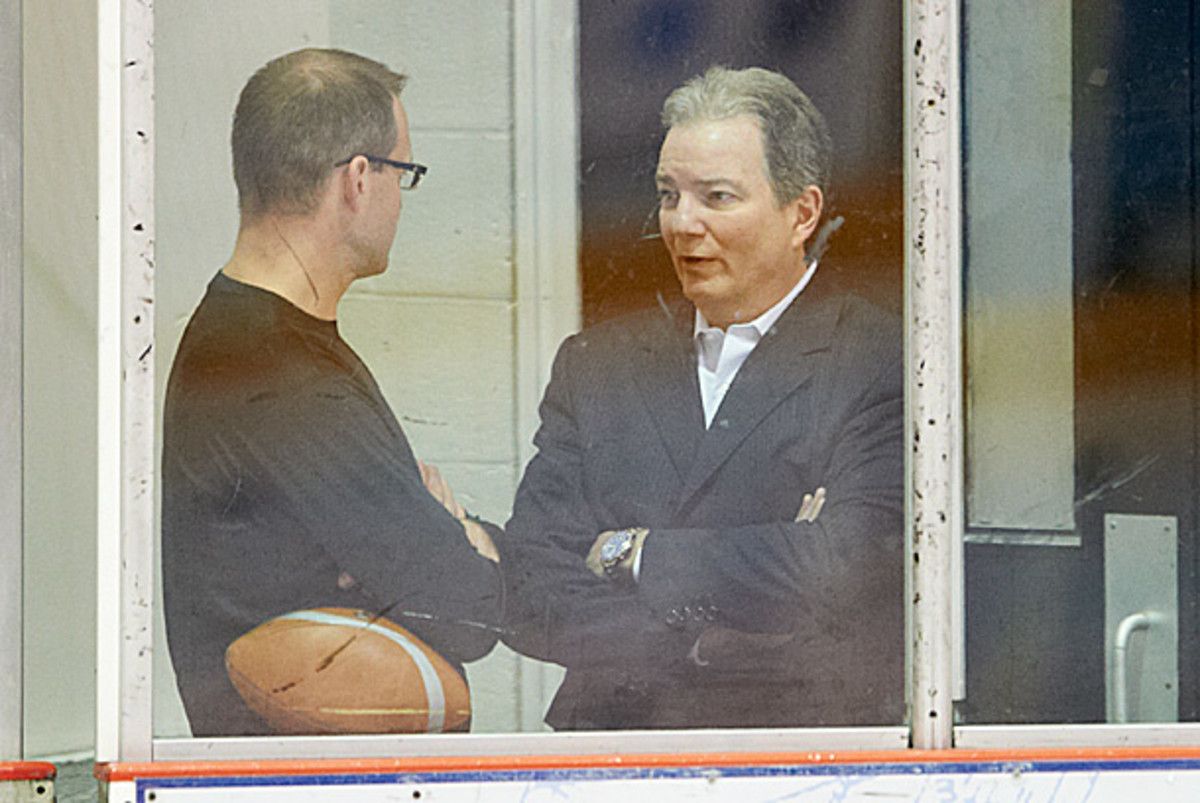 Coach Dan Bylsma and GM Ray Shero of the Pittsburgh Penguins