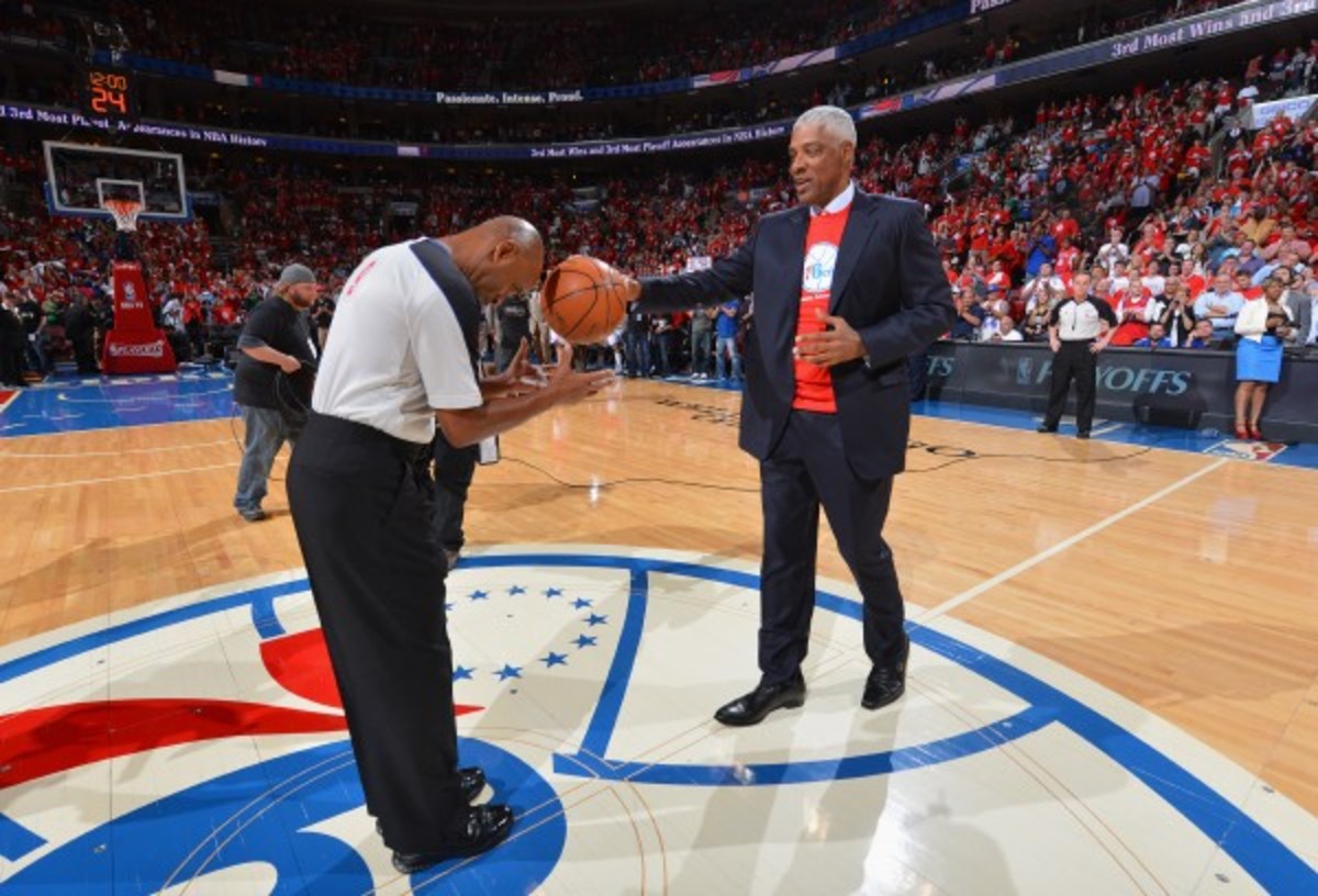 Dr. J, 64, played for the Sixers from 1976-1987. (Jesse D. Garrabrant/Getty Images)