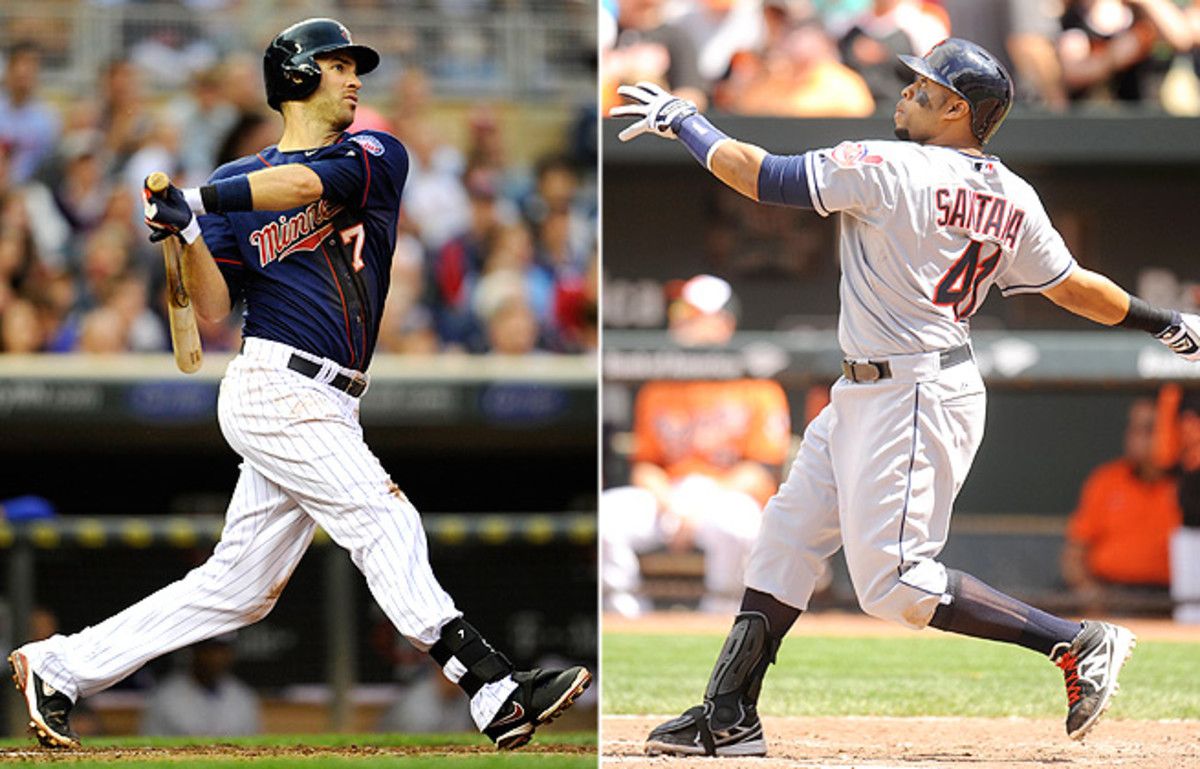 Joe Mauer is hitting .258 so far this season, while Carlos Santana is hitting just. 191.