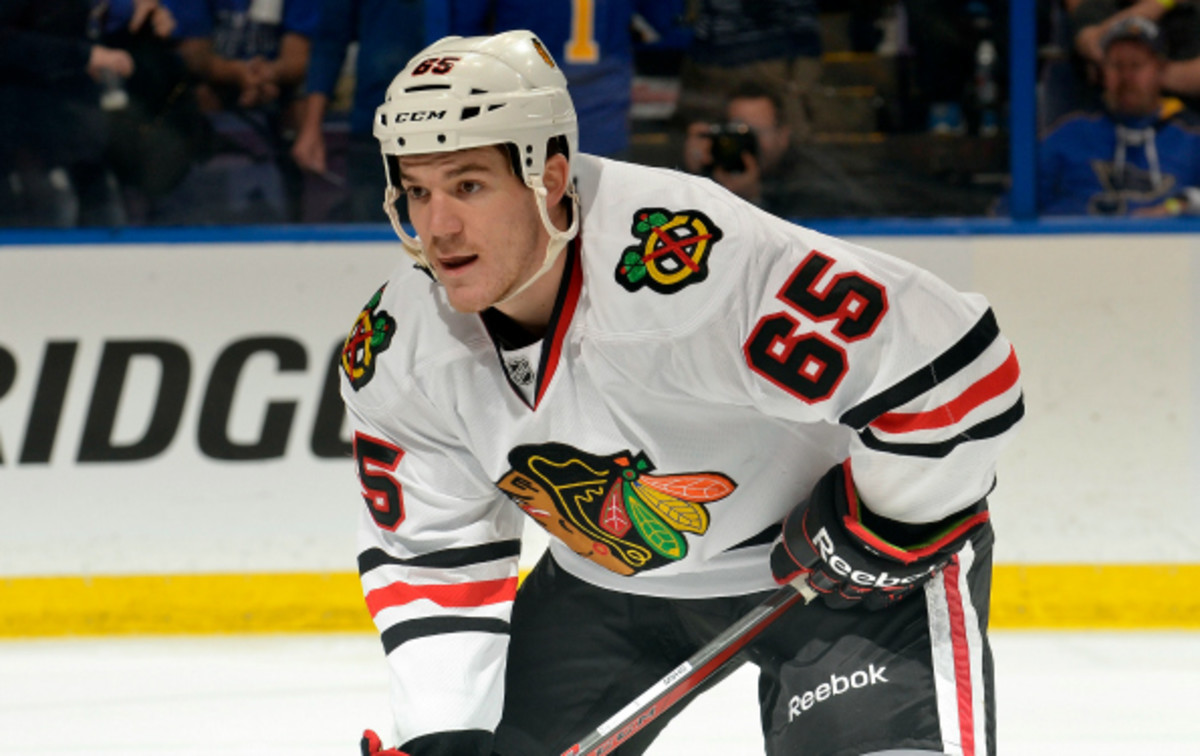 Andrew Shaw had 4 points in the playoffs going into Friday's game. (Mark Buckner/NHL/Getty Images)