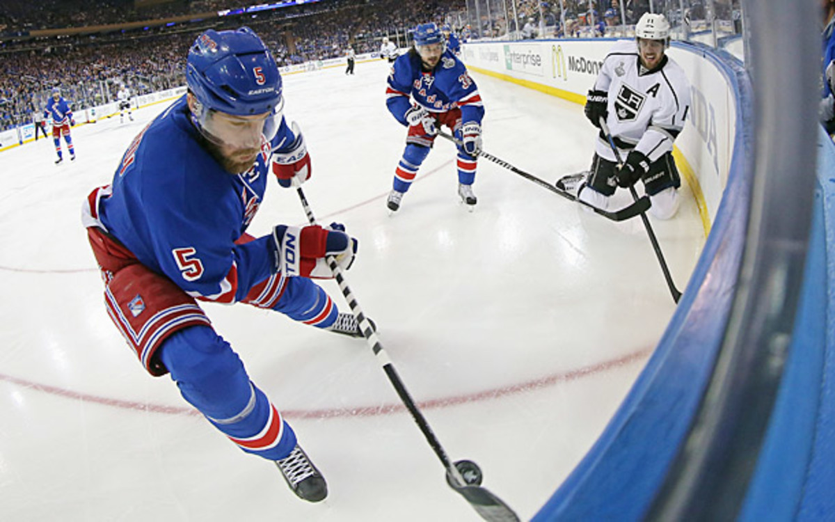 Dan Girardi, Mats Zuccarello and Anze Kopitar