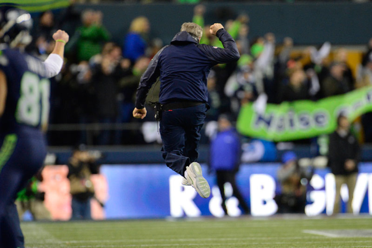 Pete Carroll seemed happy. (Pouya Dianat for Sports Illustrated/The MMQB)