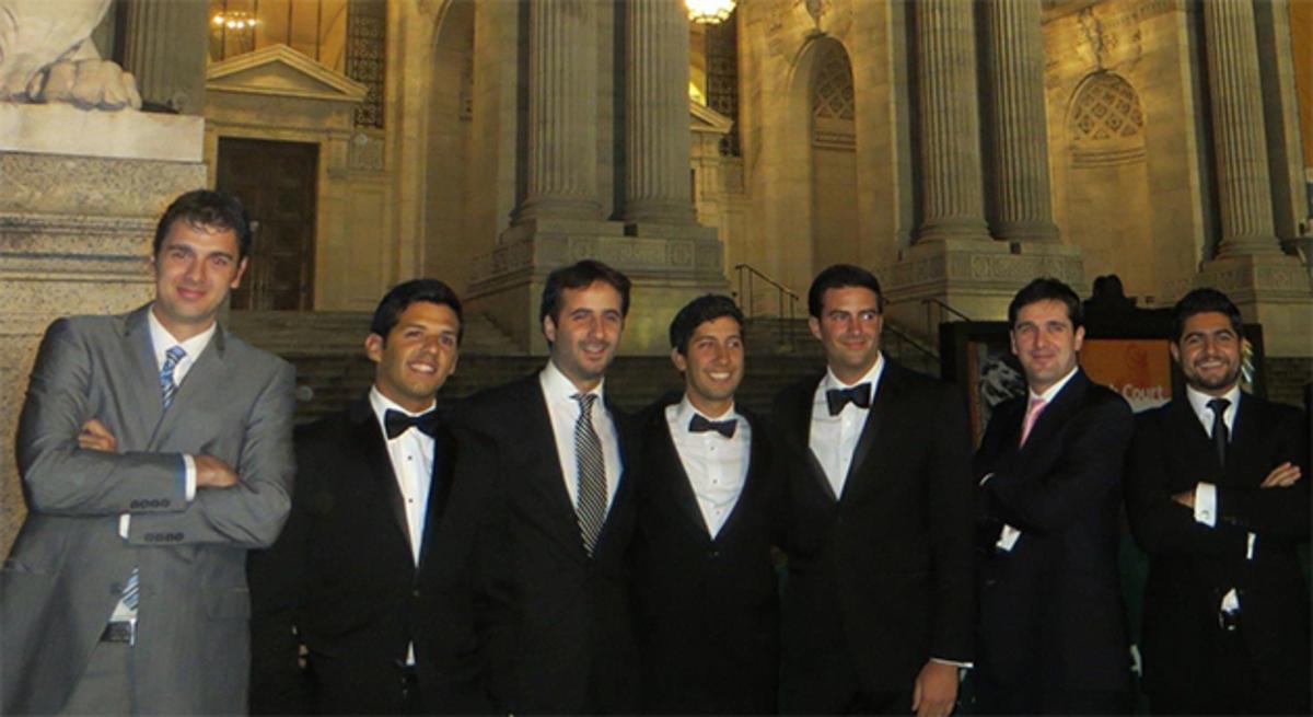 Ancic (first from left) poses with his classmates from the Columbia Law School outside the New York Public Library.