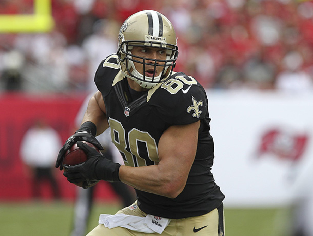 Jimmy Graham is back and ready to take the field for the Saints against the Bills.  (Mark LoMoglio/Icon SMI)