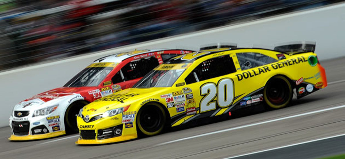 Edge of suspense: Kenseth may have to contend with an angry Kevin Harvick (left).