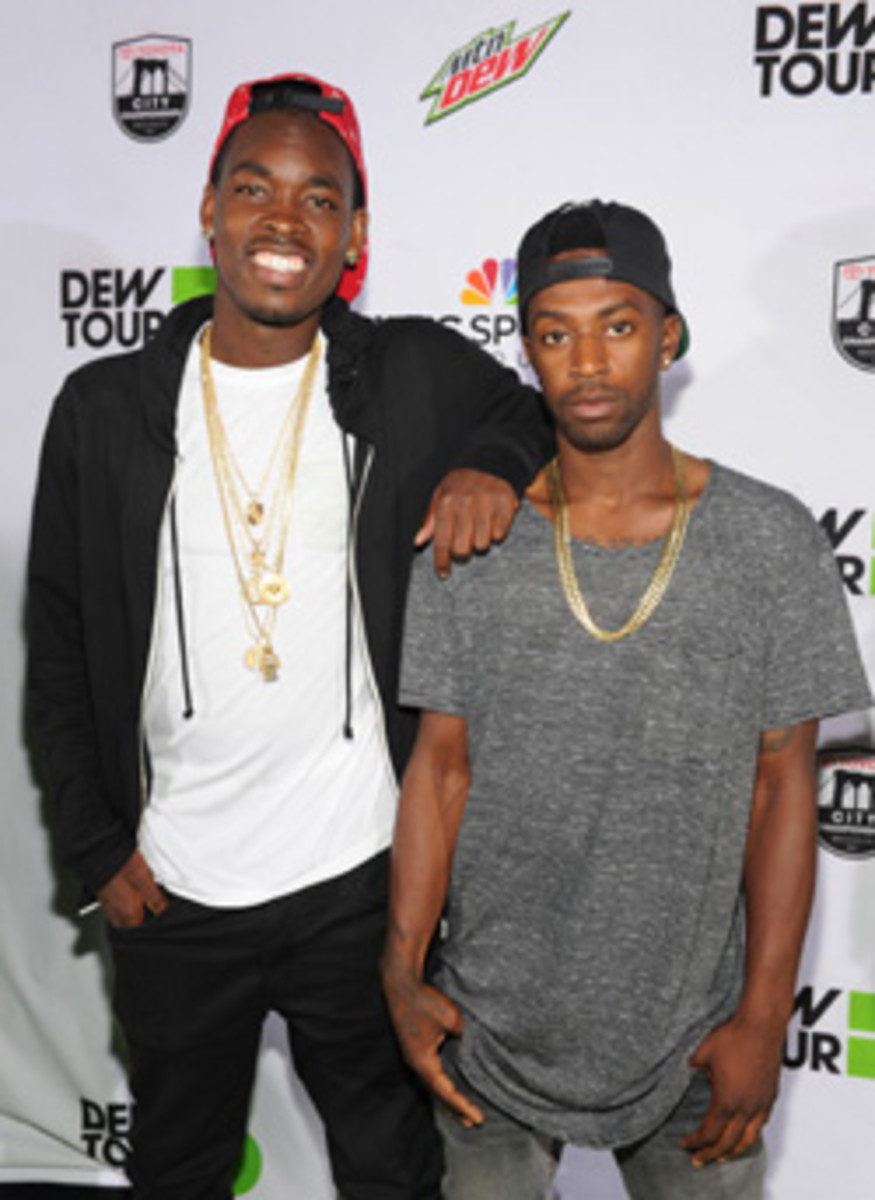 Theotis Beasley and Keelan Dadd walk the green carpet at the Dew Tour Brooklyn Kickoff Party.