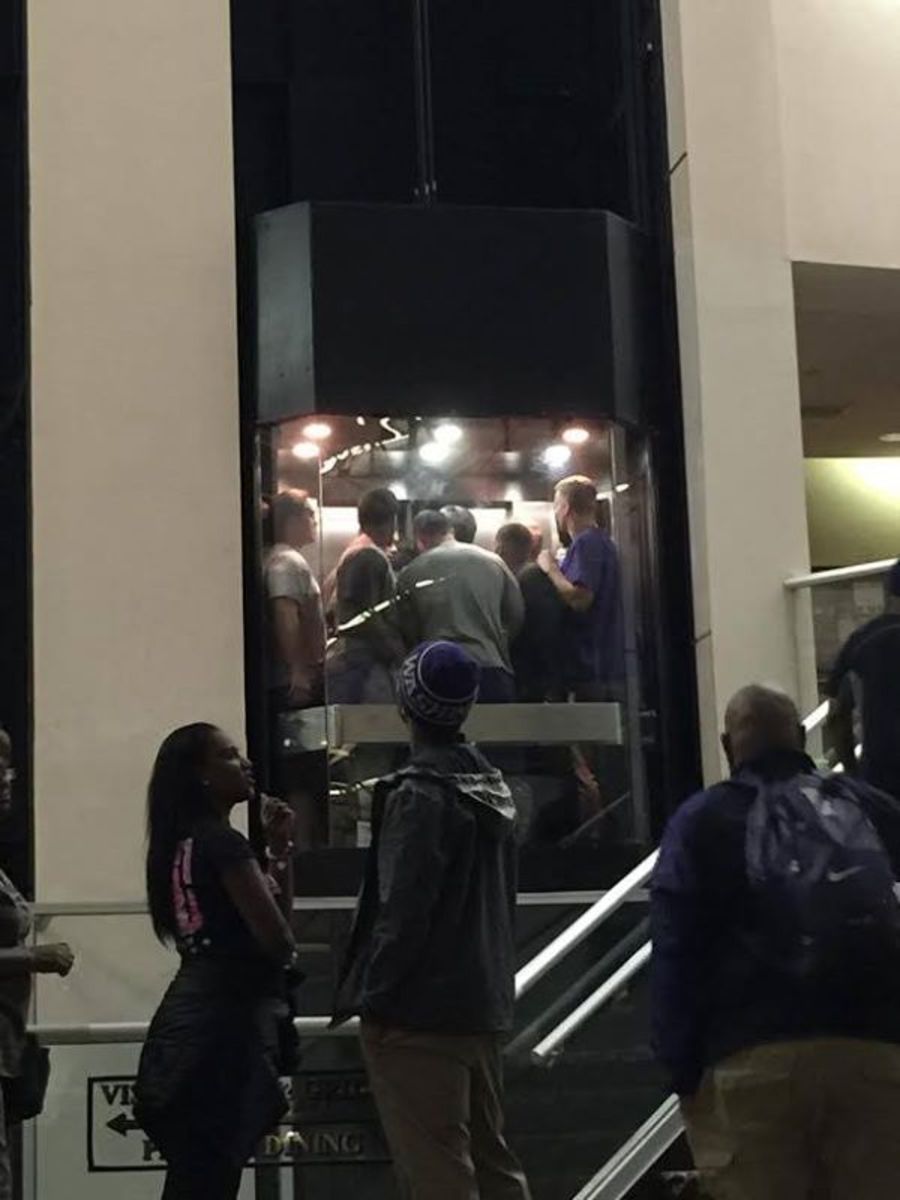 players stuck in elevator