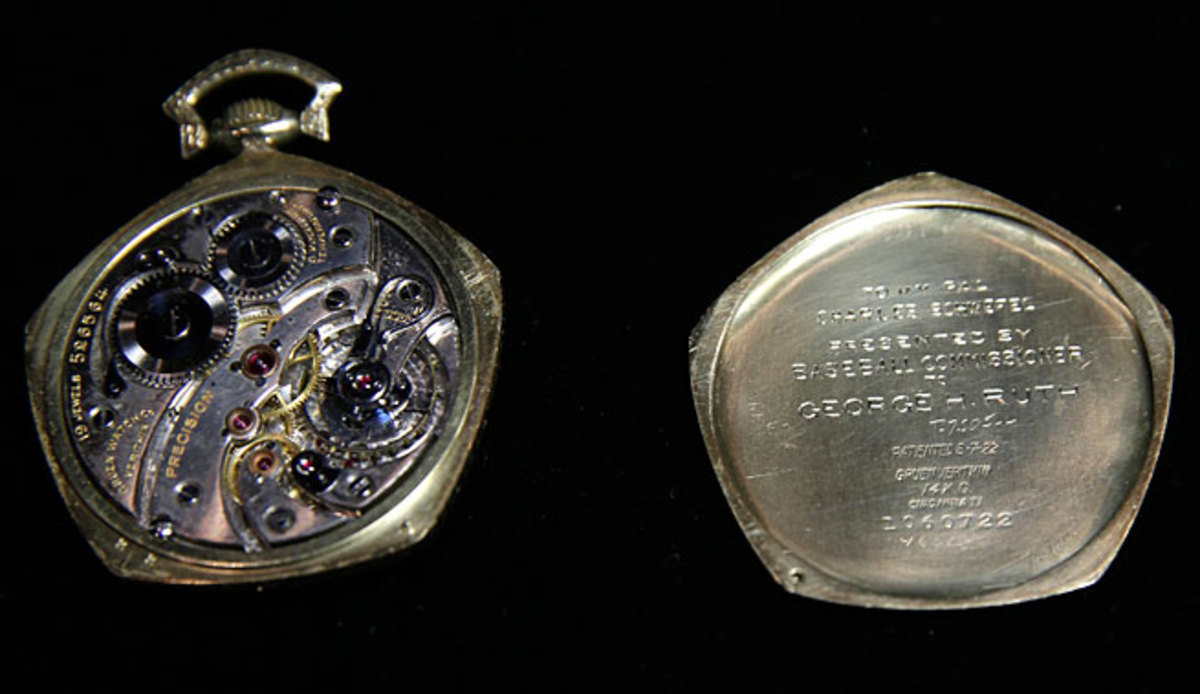 This watch given to Babe Ruth in 1923 commemorated the Yankees' first World Series title.