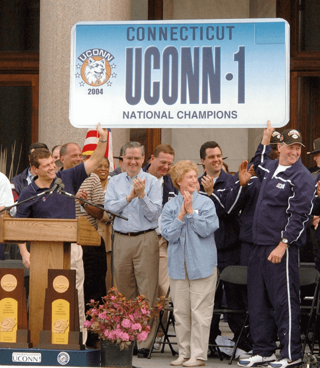 The UConn men and women both won national basketball titles in 2004 and did it again this season.