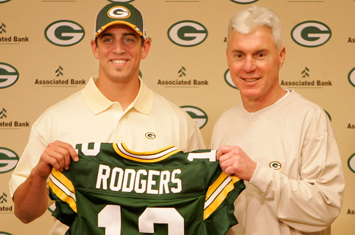 After sitting on the bench for three seasons, Aaron Rodgers has since gone 58-29 and led the Packers to the playoffs the past five years. (Mike Roemer/AP)