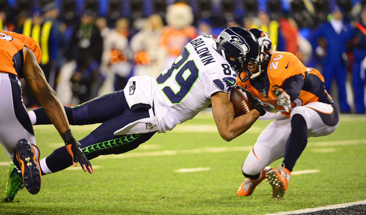 Baldwin scored Seattle's final touchdown of the game, and the celebration of a lifelong dream soon followed. (John Biever/Sports Illustrated/The MMQB)