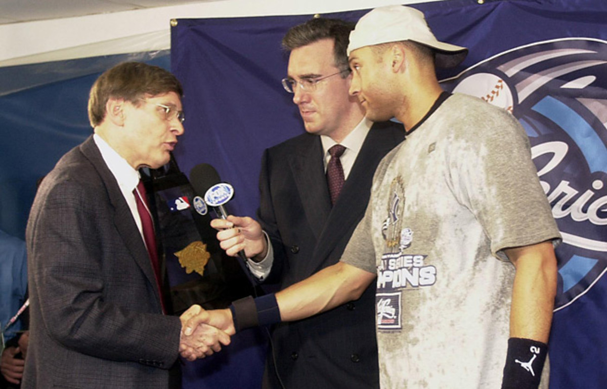 Bud Selig (left) has seen Derek Jeter win five World Series rings during his tenure as commissioner.