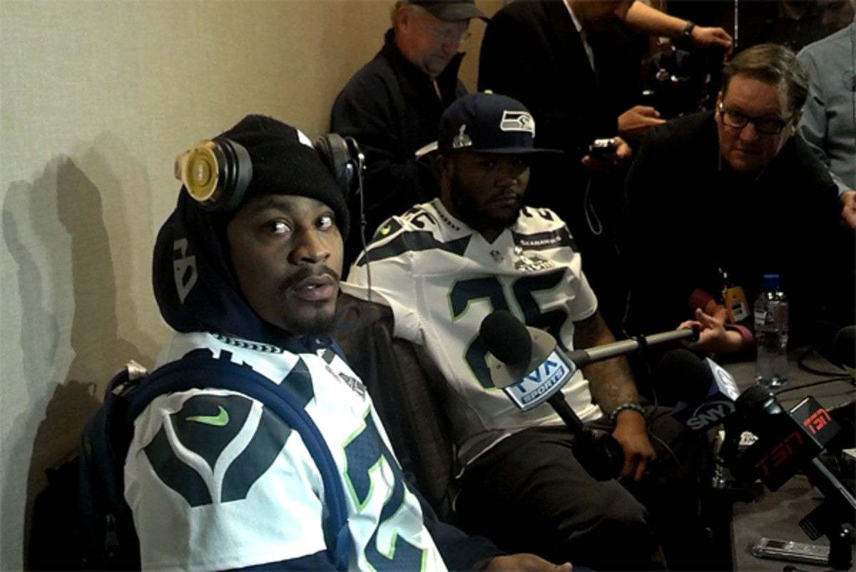 Once again, Marshawn Lynch looked very out of sorts during the Super Bowl media circus.